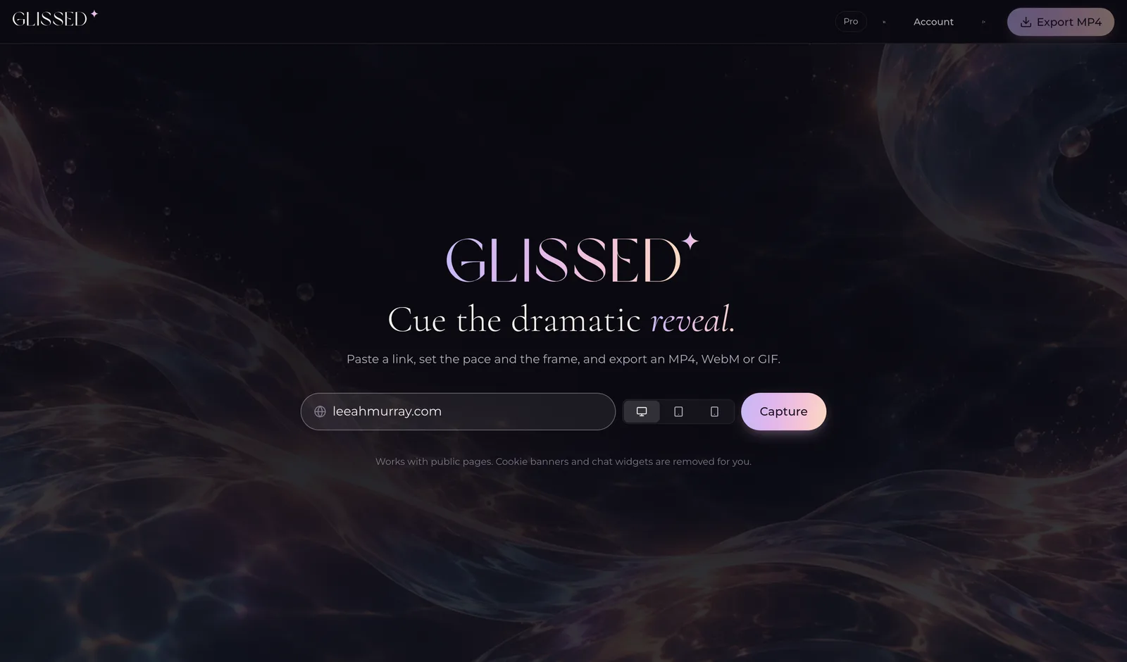 The Glissed studio: paste a link